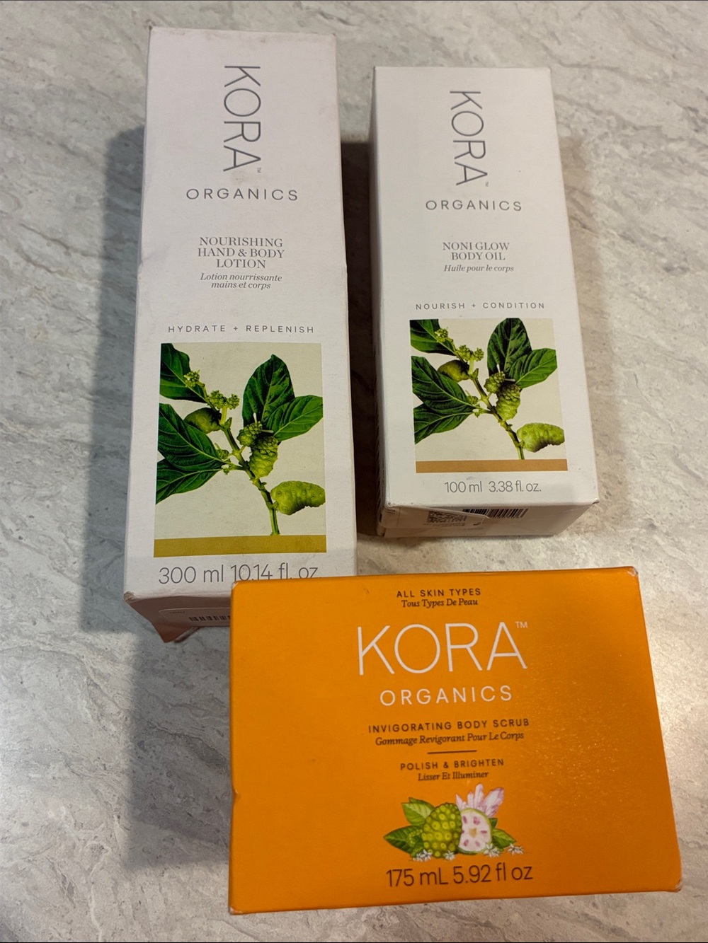 KORA Organics Body Care Trio - White & Orange Packaging